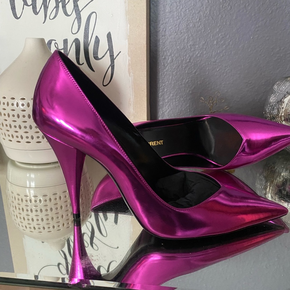 YSL metal Fushia Kiki Pump